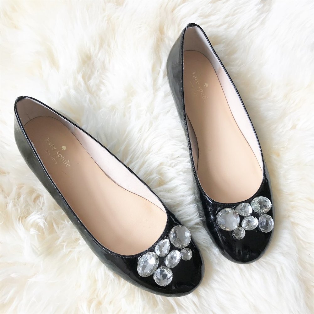 Kate Spade Jeweled patent leather ballet flats 8.5